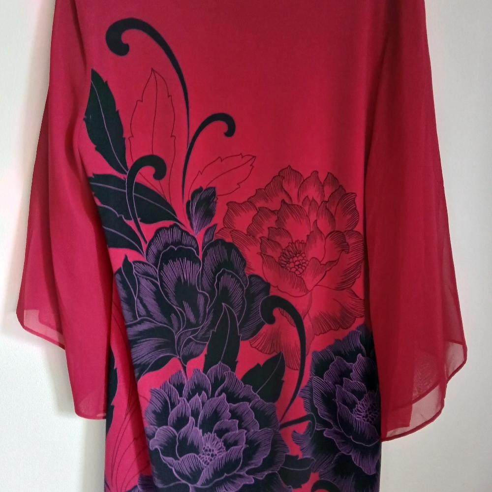 Style & Co Red/Black Floral Tunic Size Large - Picture 10 of 11